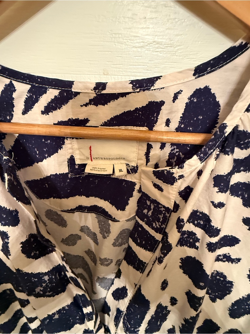Anthropologie Navy and Cream Animal-Print Maxi Dress - Picture 5 of 5